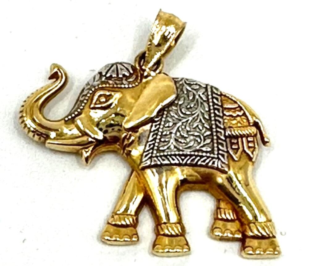 14k Tricolor Gold Elephant Pendant